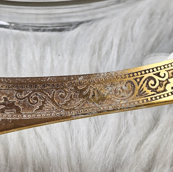 Antique Vintage Tiffin Gold Rim Glass Console Centerpiece Dish Bowl 12 in - Picture 7 of 8